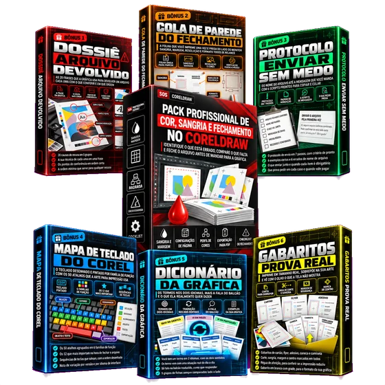 Pack Profissional de CorelDRAW, os 100 recursos e os seis bônus